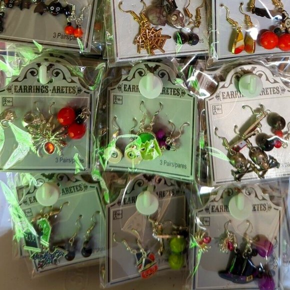 HAUNT COUTURE HALLOWEEN 6pc LOT FRANKENSTEIN/PUMPKIN/TRICK TREAT/EYES EARRINGS - Picture 10 of 10